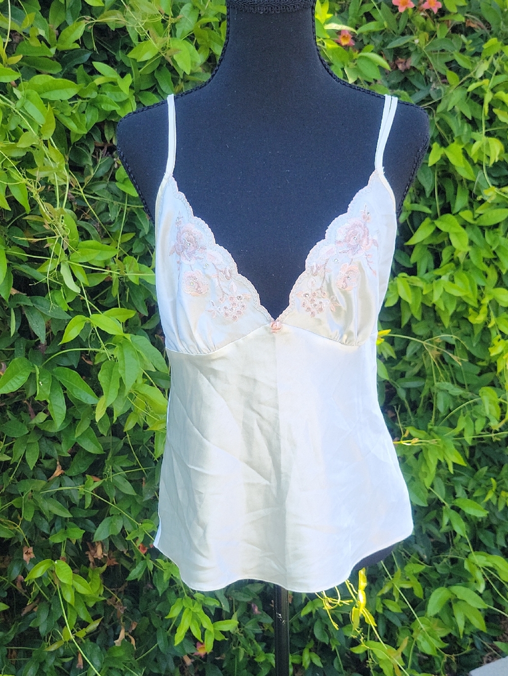 Y2K Ivory Pink Embroidered Camisole